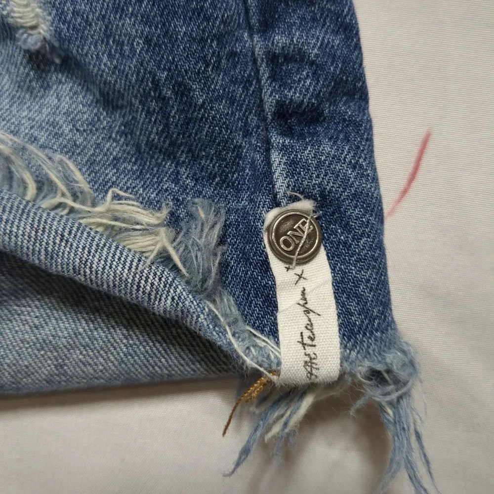 One Teaspoon High Waist Bonita Distressed Denim Shorts Blue Size 25 Button Fly